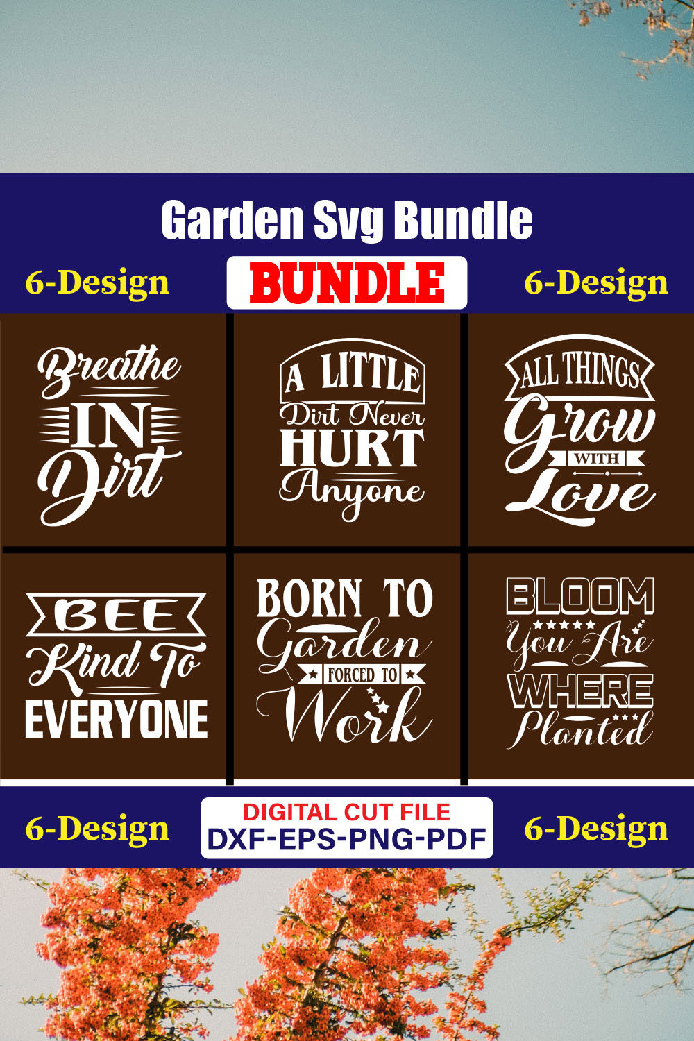 Garden T-shirt Design Bundle Vol-01 pinterest preview image.