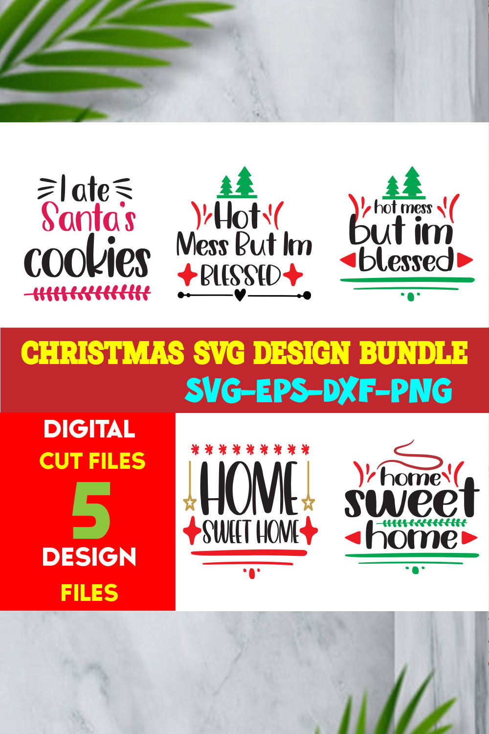 Christmas T-shirt Design Bundle Volume-45 pinterest preview image.