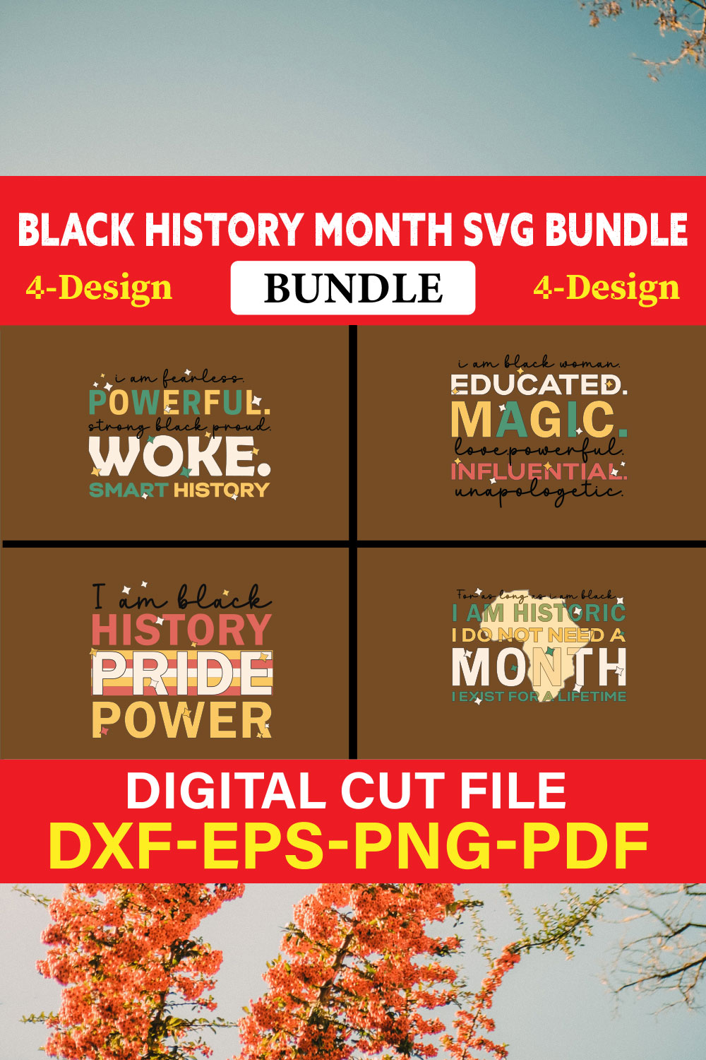 Black History Month T-shirt Design Bundle Vol-2 pinterest preview image.