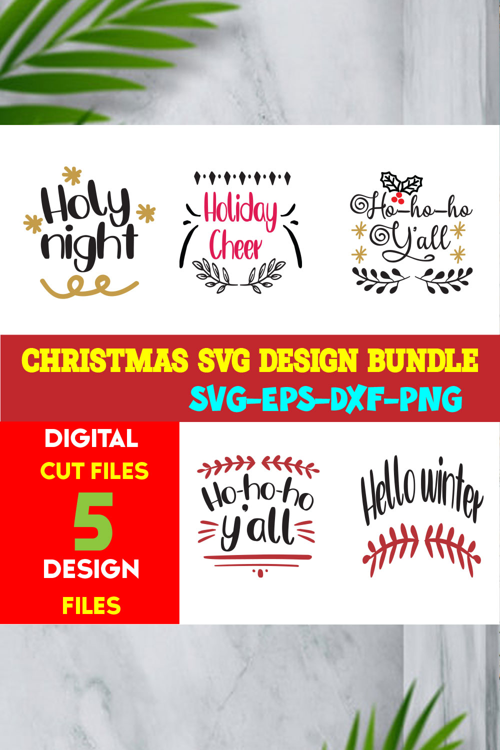 Christmas T-shirt Design Bundle Volume-40 pinterest preview image.