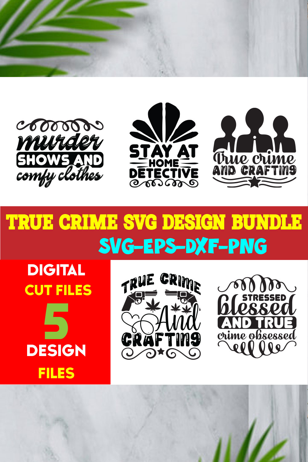 True Crime T-shirt Design Bundle Volume-03 pinterest preview image.