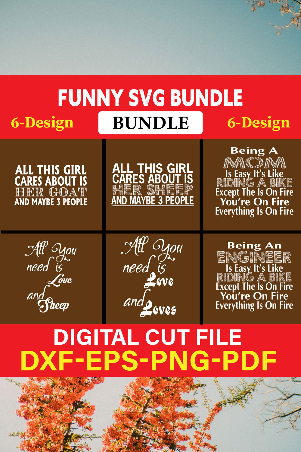 Funny SVG T-shirt Design Bundle Vol-10 pinterest preview image.