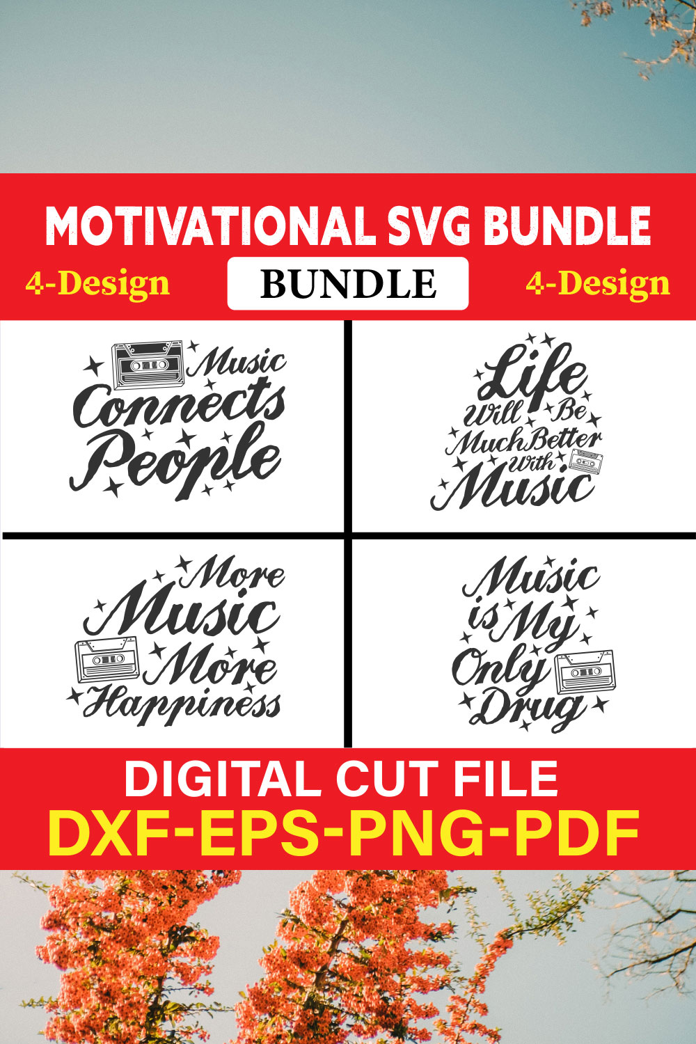 Motivational T-shirt Design Bundle Vol-4 pinterest preview image.