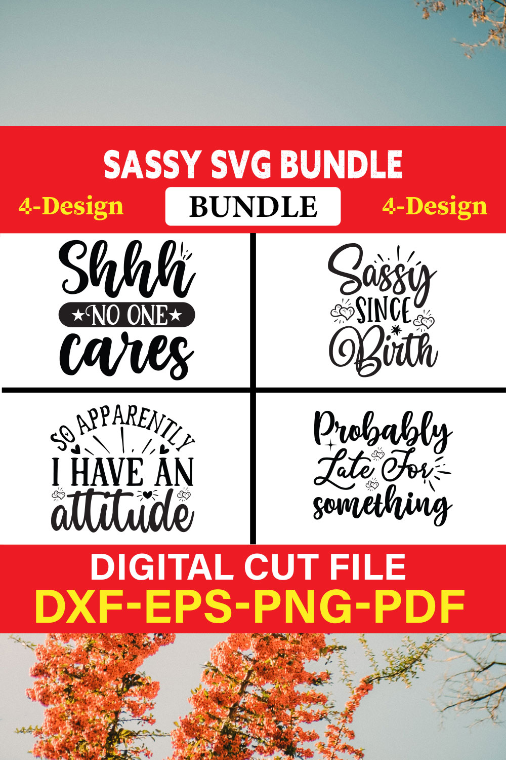 Sassy T-shirt Design Bundle Vol-3 pinterest preview image.