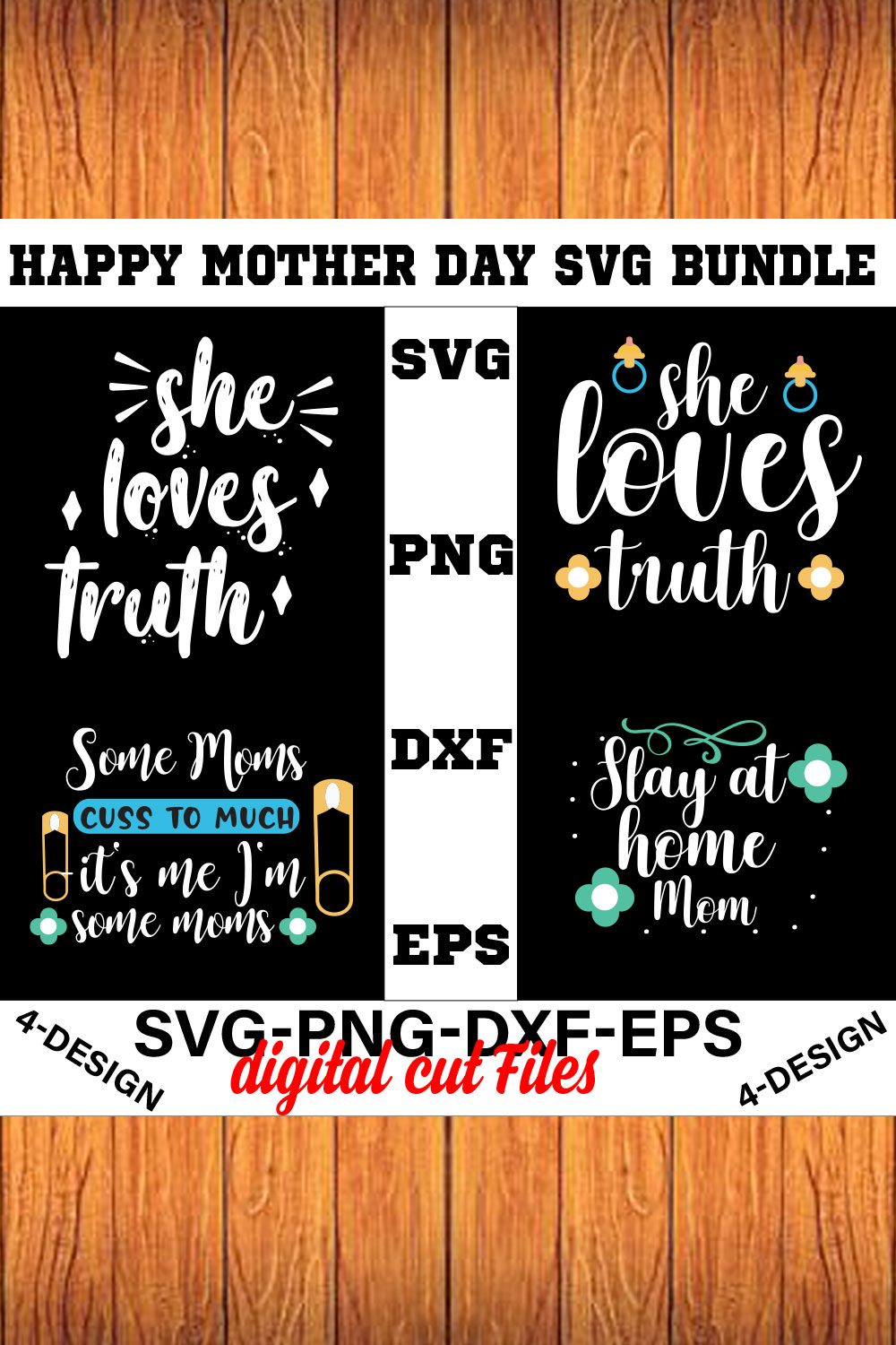 Happy mother day svg Bundle Vol-12 pinterest preview image.