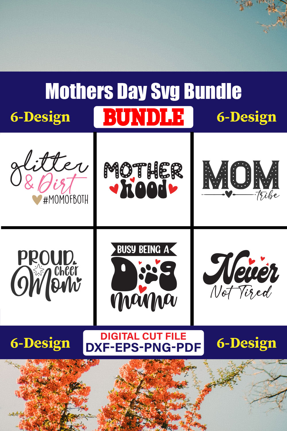 Mothers Day SVG Bundle, Mom life svg, Mama svg, Funny Mom Svg, Blessed mama svg, Mom of boys girls svg-Vol-144 pinterest preview image.