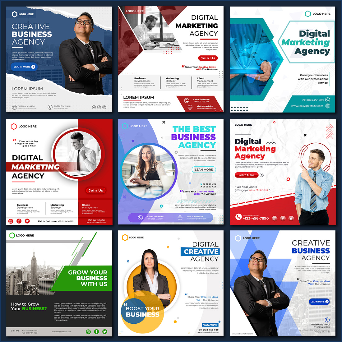 10+ Corporate and Digital Marketing Agency Social Media Posts And Web Banner PSD Template preview image.
