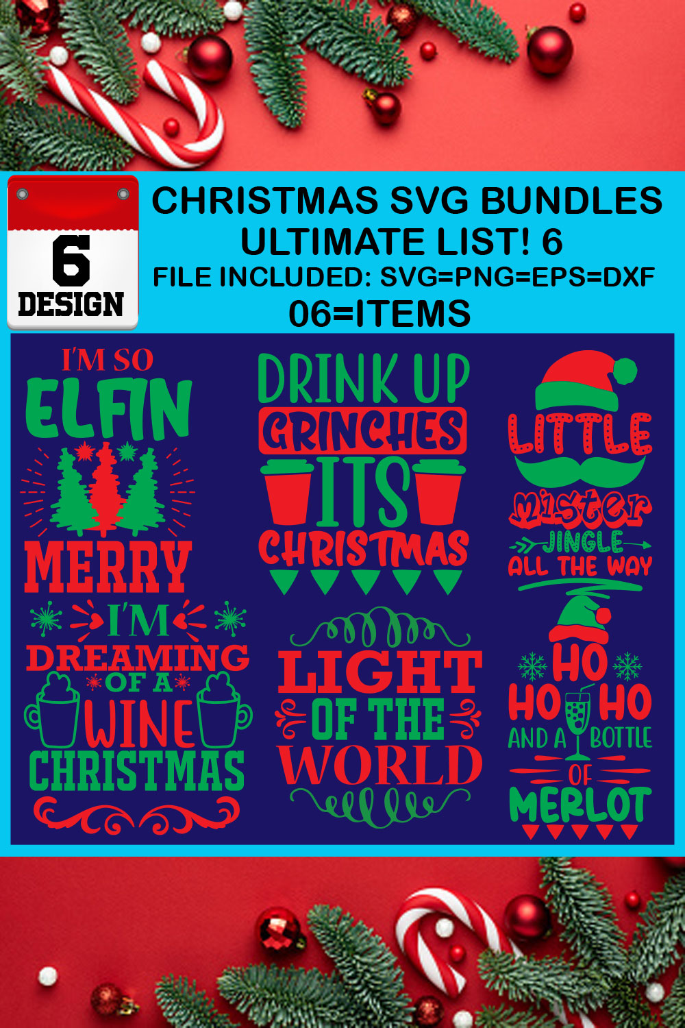 Ultimate List! 6 Christmas SVG Free Bundles pinterest preview image.