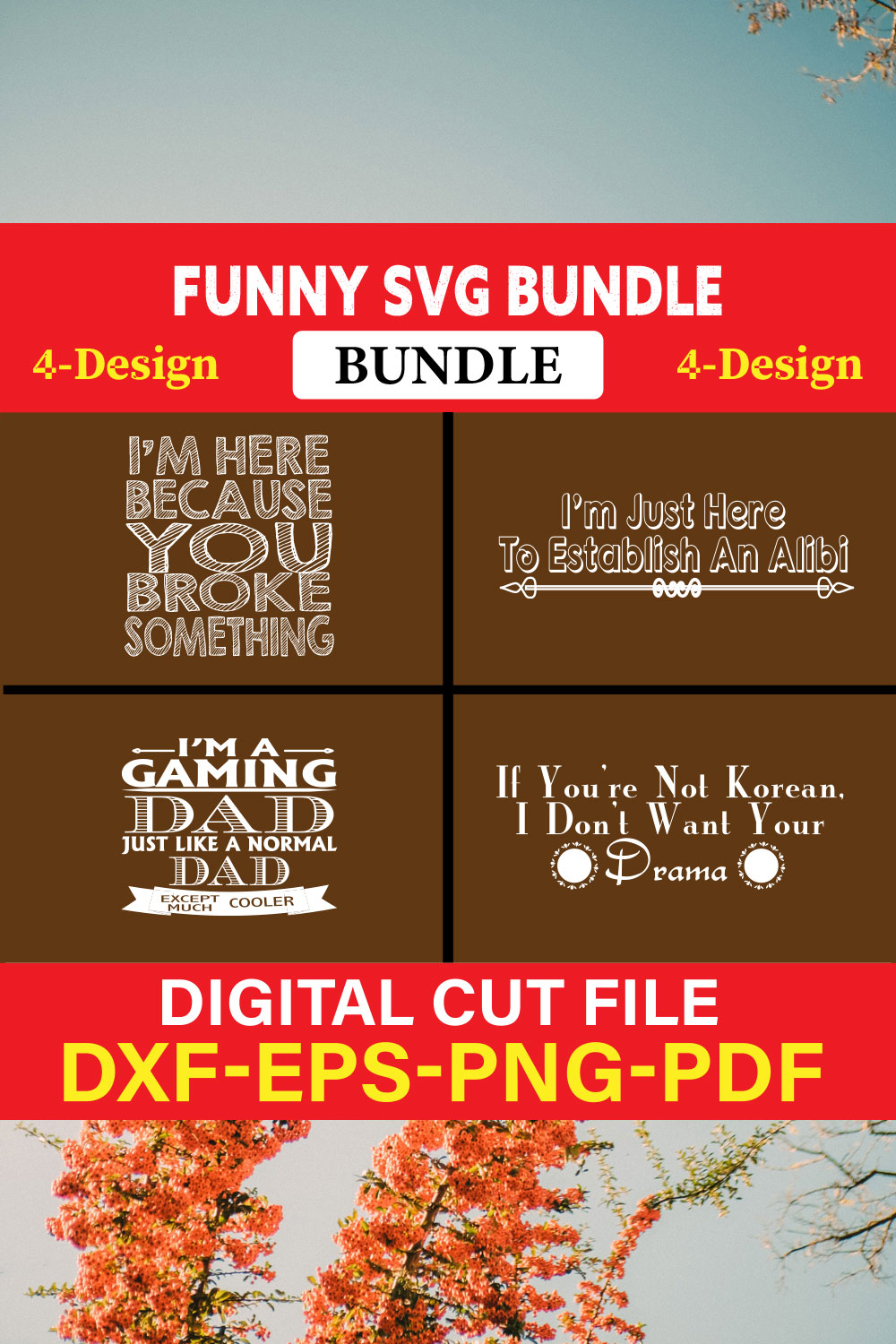 Funny SVG T-shirt Design Bundle Vol-42 pinterest preview image.