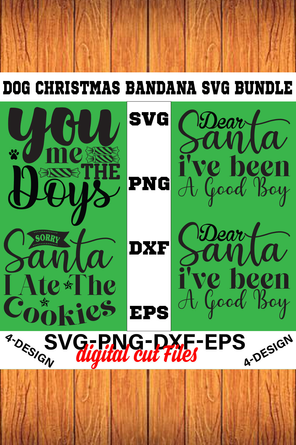 Dog Christmas Bandana SVG Bundle Vol-03 pinterest preview image.