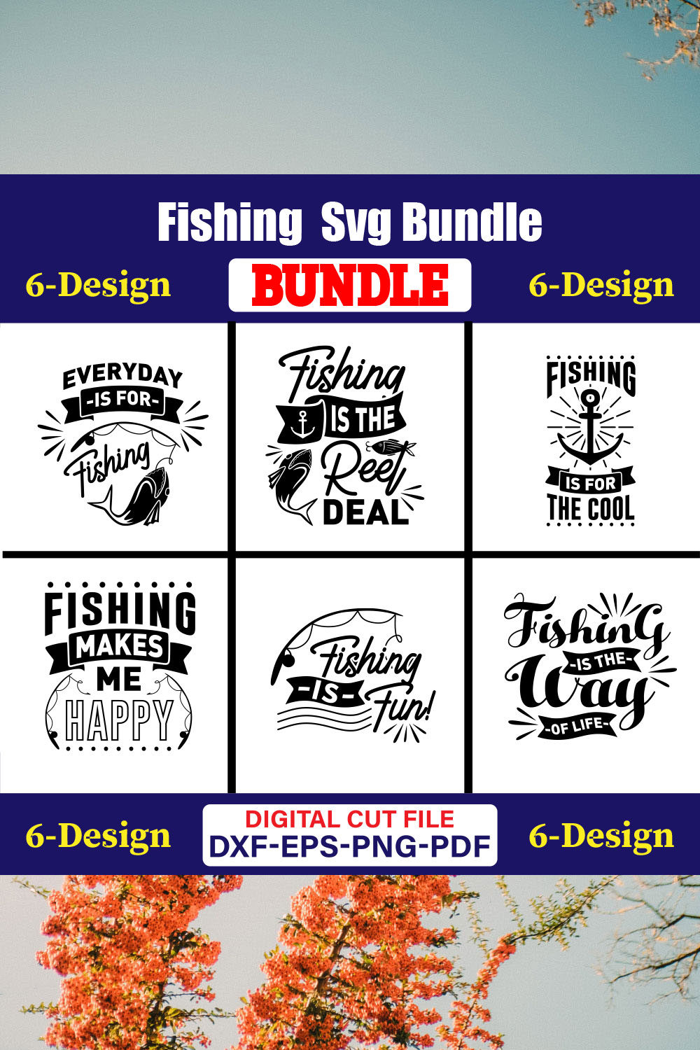 Fishing T-shirt Design Bundle Vol-15 pinterest preview image.