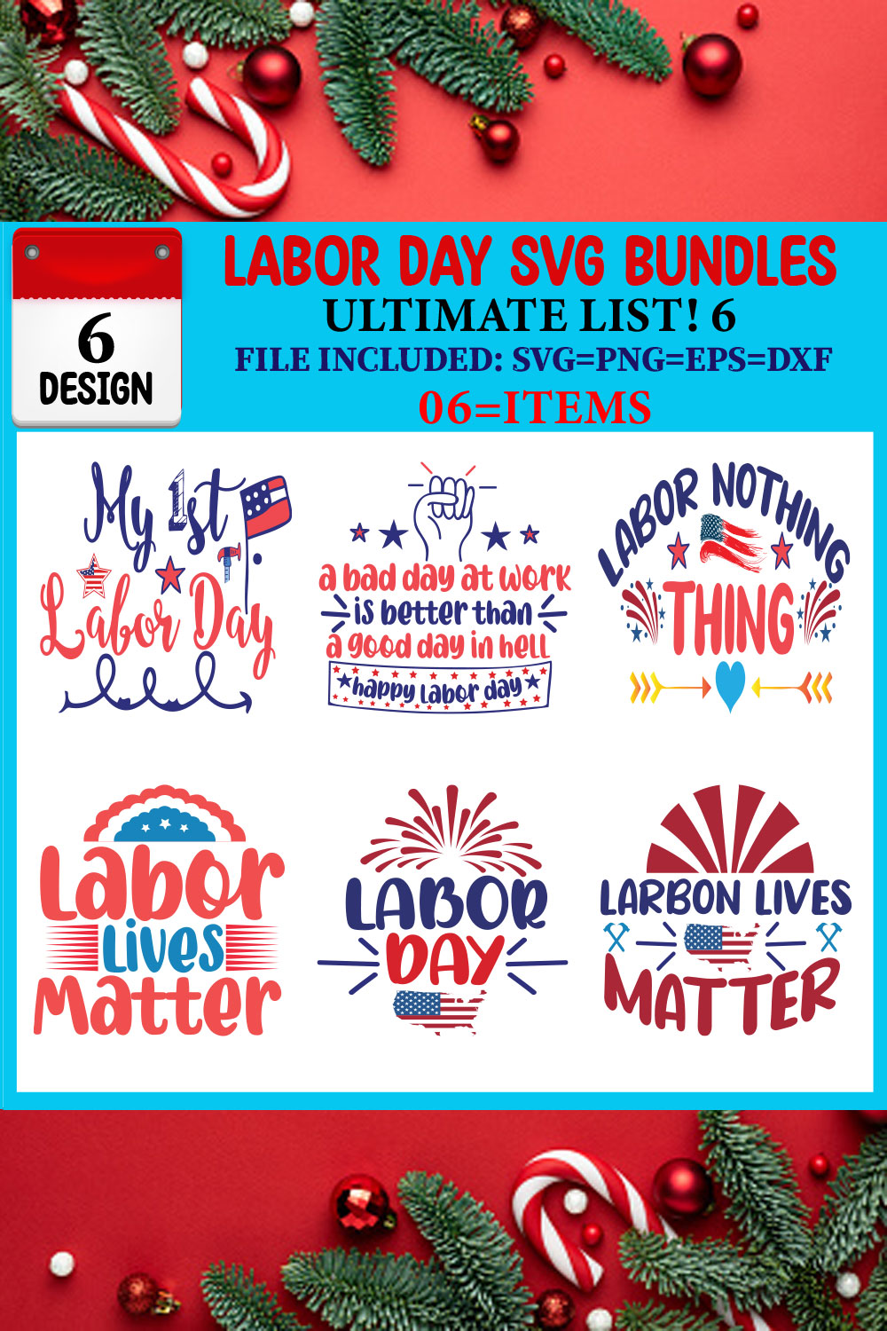 Labor Day SVG 06 T-shirt Design Bundle pinterest preview image.