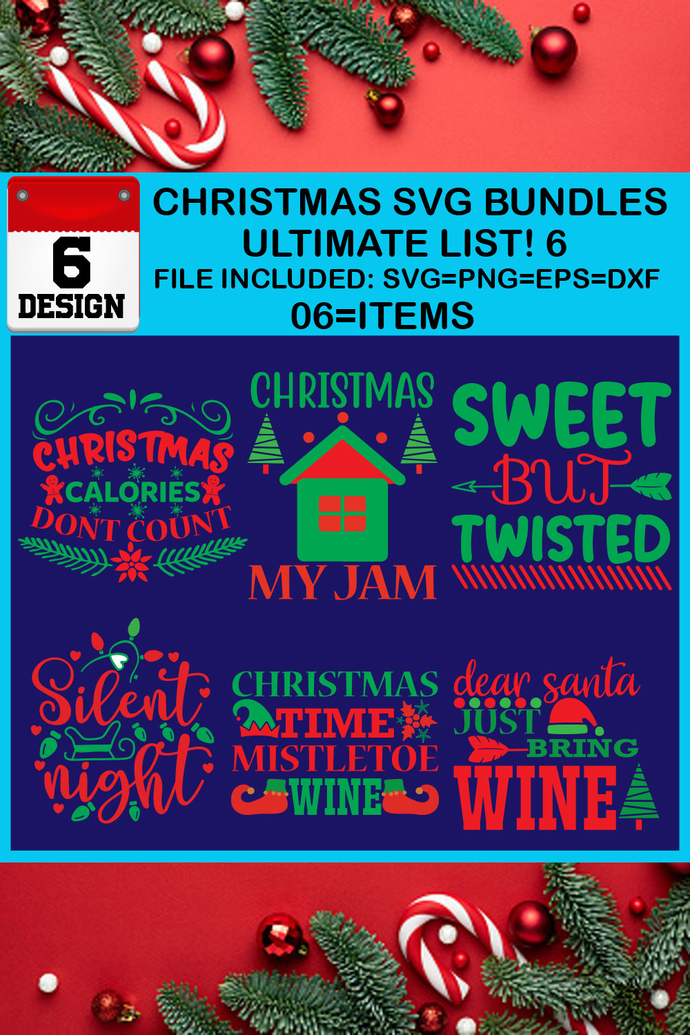 Ultimate List! 6 Christmas SVG Free Bundles pinterest preview image.