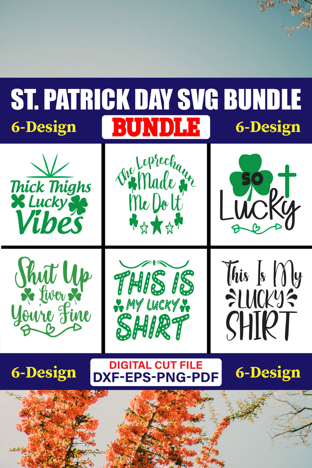 St Patrick Day SVG T-shirt Design Bundle Vol-24 pinterest preview image.
