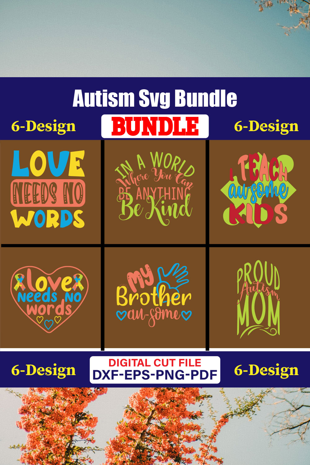 Autism Day T-shirt Design Bundle Vol-03 pinterest preview image.