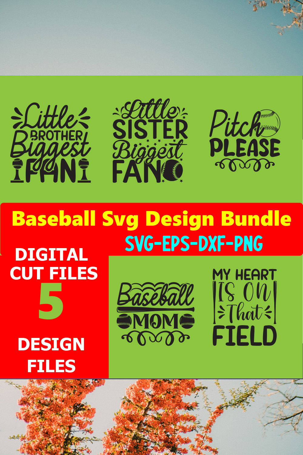 Baseball SVG T-shirt Design Bundle Volume-08 pinterest preview image.