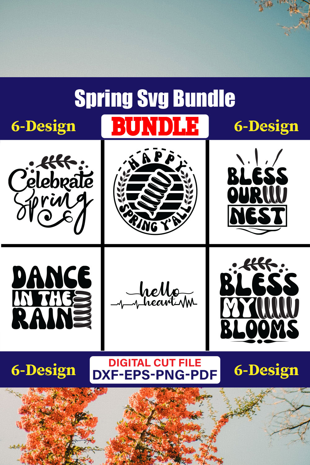 Spring T-shirt Design Bundle Vol-01 pinterest preview image.