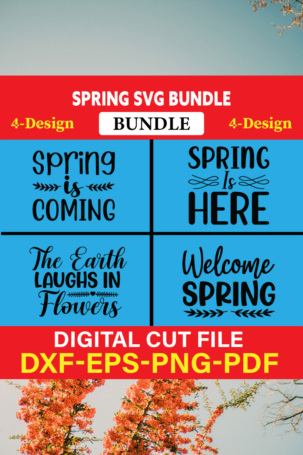 Spring T-shirt Design Bundle Vol-5 pinterest preview image.