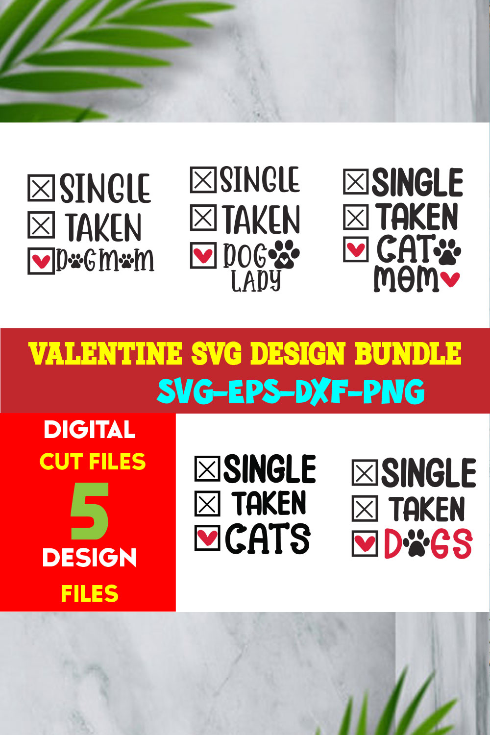 Valentine T-shirt Design Bundle Volume-07 pinterest preview image.