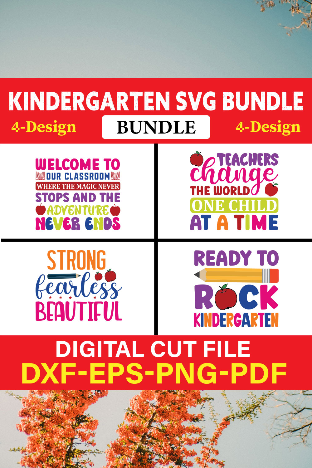 Kindergarten T-shirt Design Bundle Vol-5 pinterest preview image.