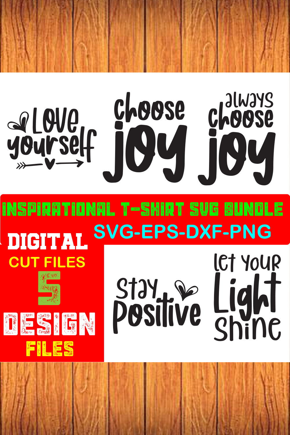 Inspirational T-shirt SVG Bundle Volume-03 pinterest preview image.