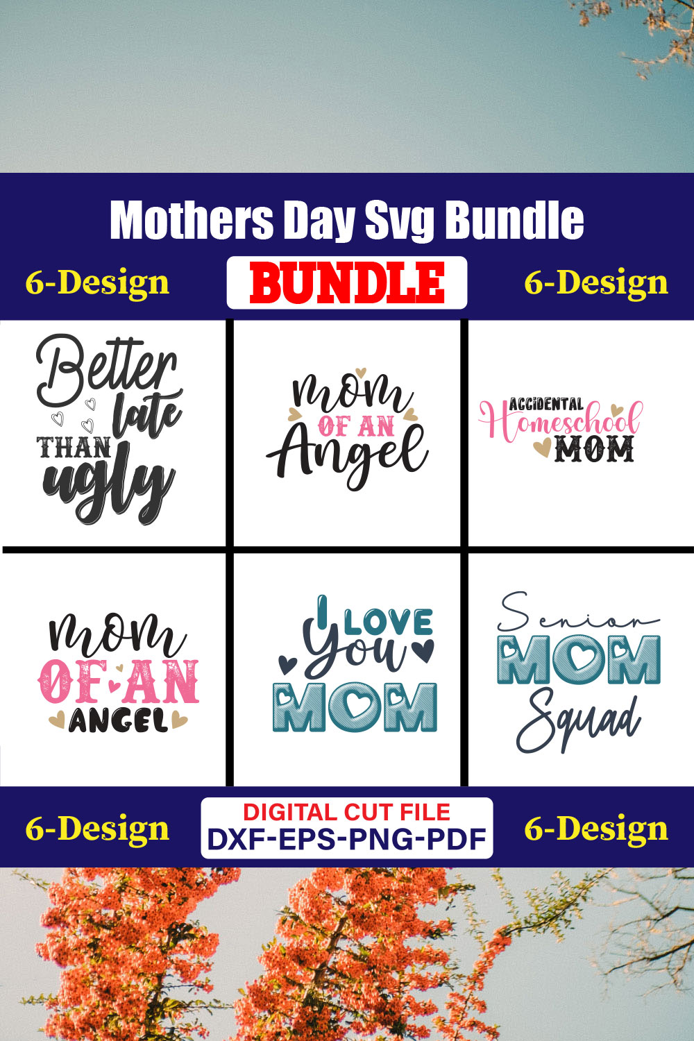 Mothers Day SVG Bundle, Mom life svg, Mama svg, Funny Mom Svg, Blessed mama svg, Mom of boys girls svg-Vol-58 pinterest preview image.