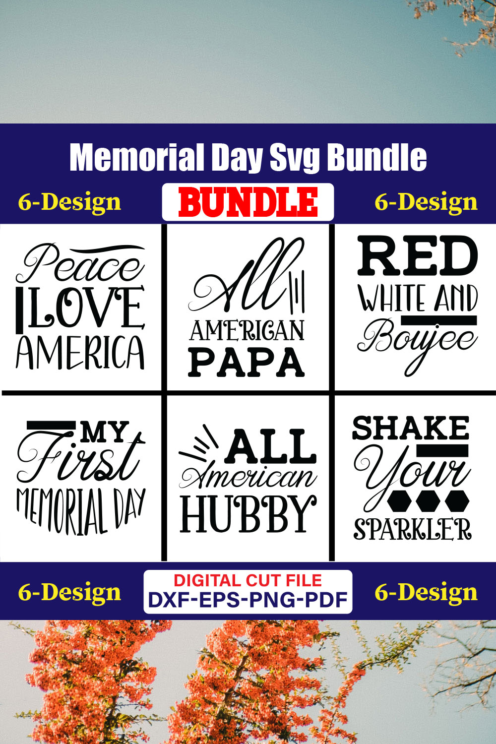 Memorial Day T-shirt Design Bundle Vol-03 pinterest preview image.