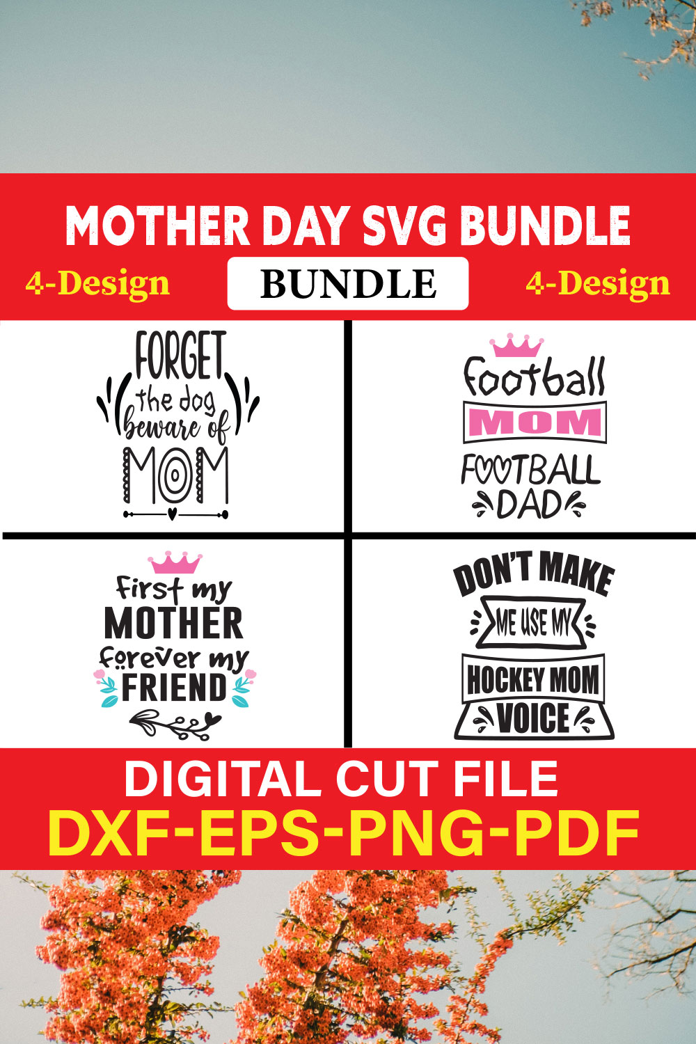 Mothers Day T-shirt Design Bundle Vol-36 pinterest preview image.