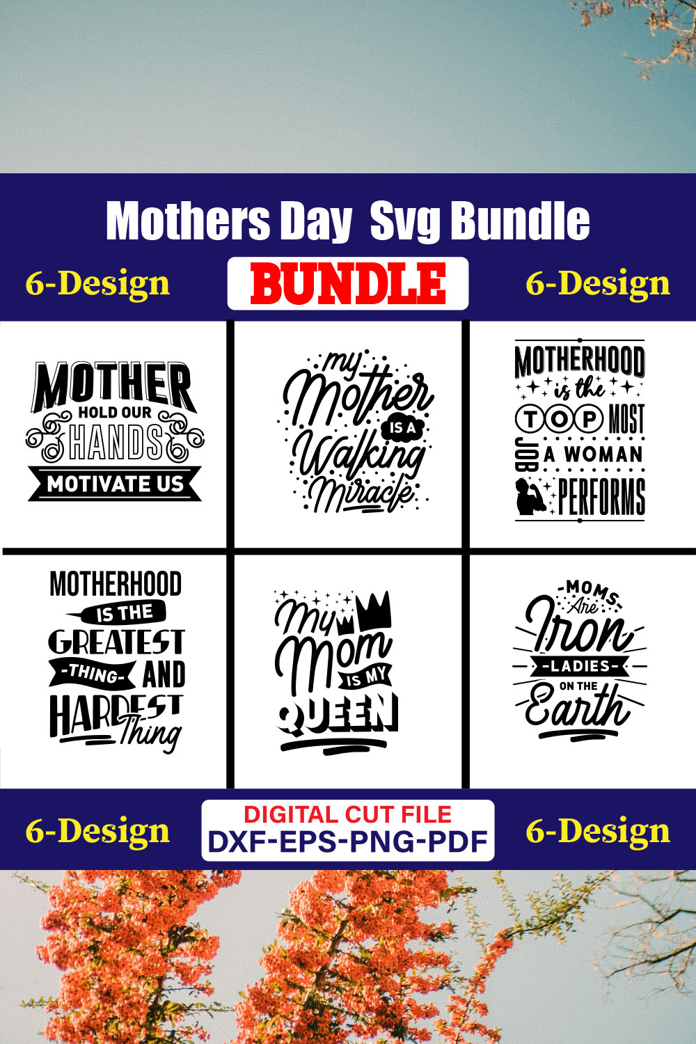 Mothers Day SVG Bundle, Mom life svg, Mama svg, Funny Mom Svg, Blessed mama svg, Mom of boys girls svg-Vol-52 pinterest preview image.