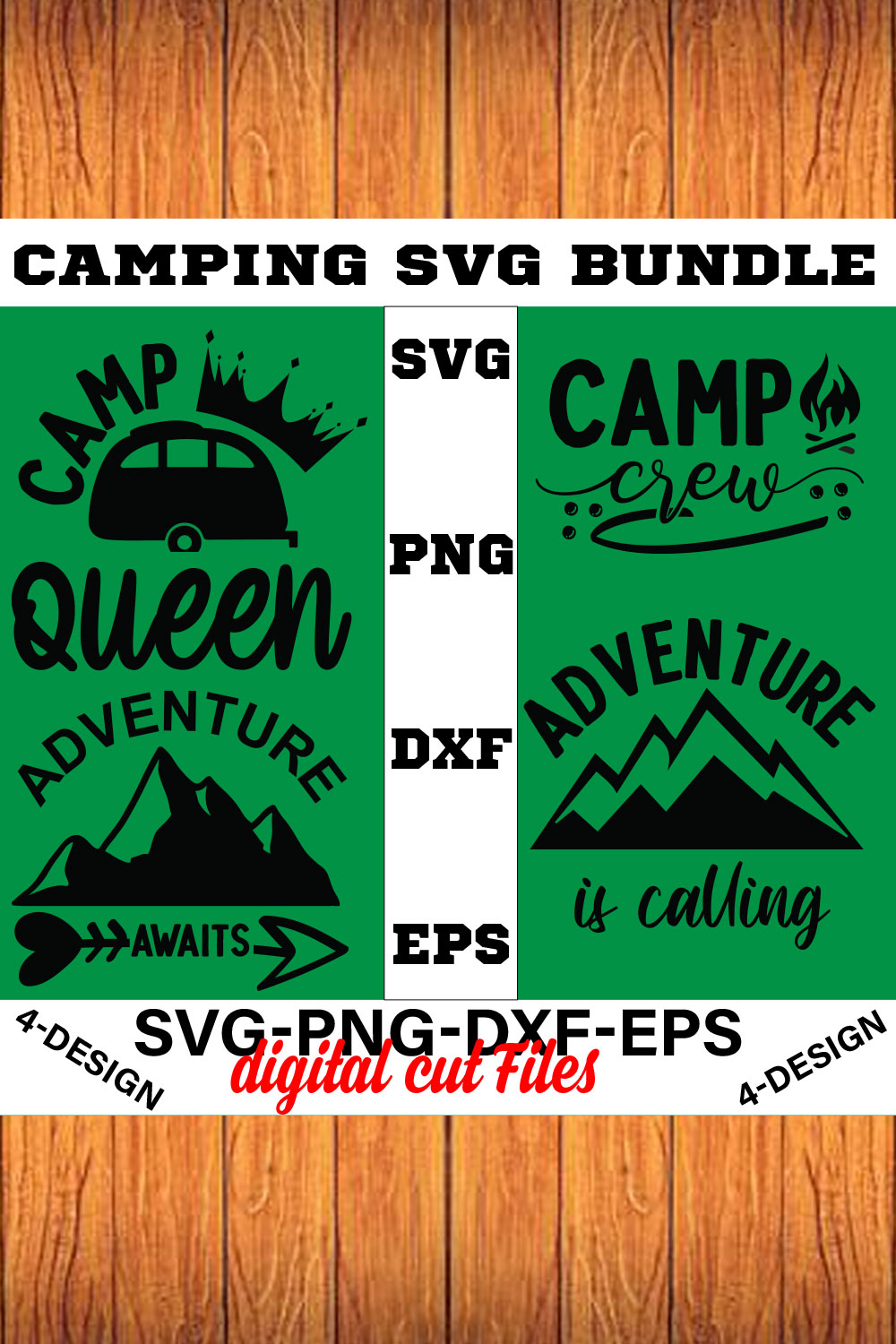 Camping SVG T-shirt Design Bundle Volume-03 pinterest preview image.