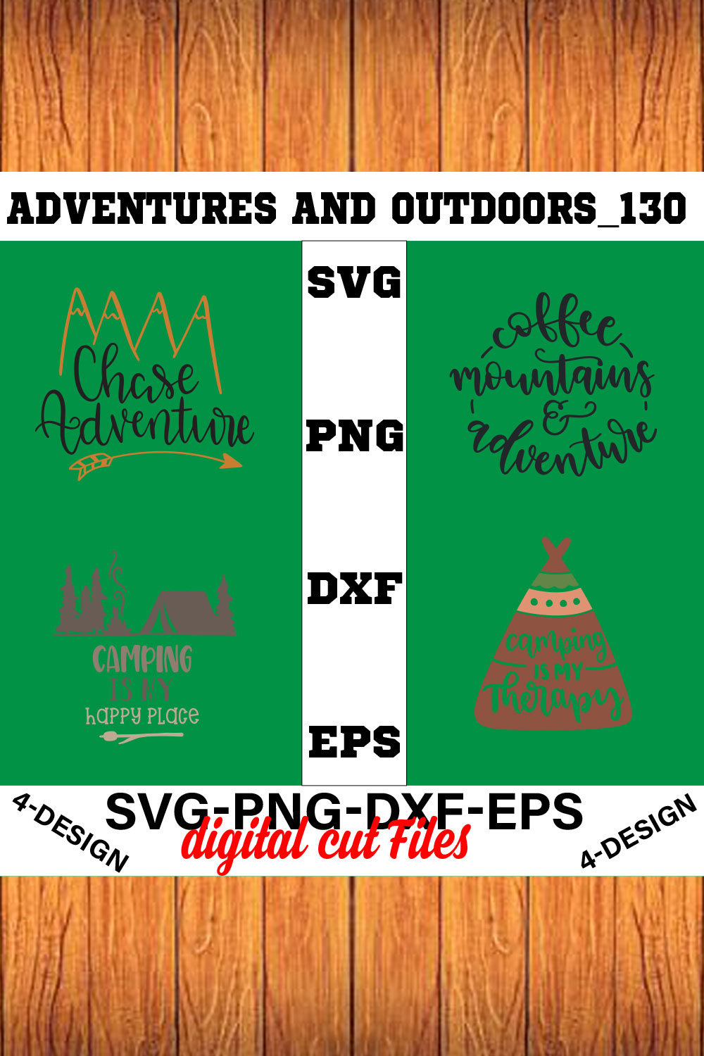 Adventures And Outdoors T-shirt Design Bundle Volume-06 pinterest preview image.