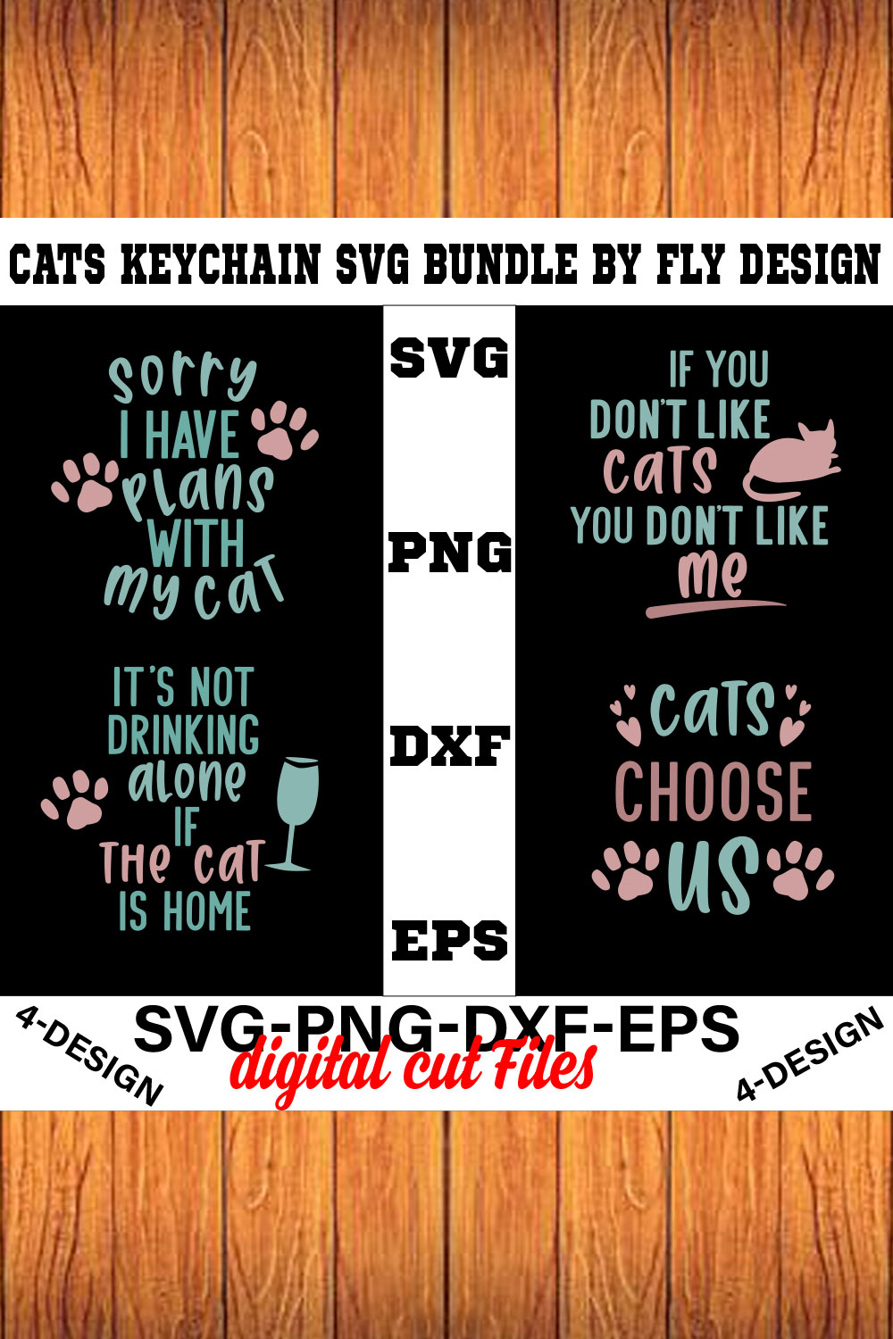 Cat SVG T-shirt Design Bundle Volume-07 pinterest preview image.