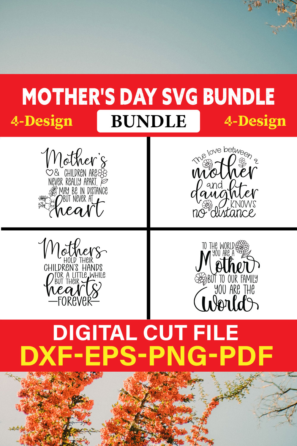 Mother's Day SVG T-shirt Design Bundle Vol-12 pinterest preview image.