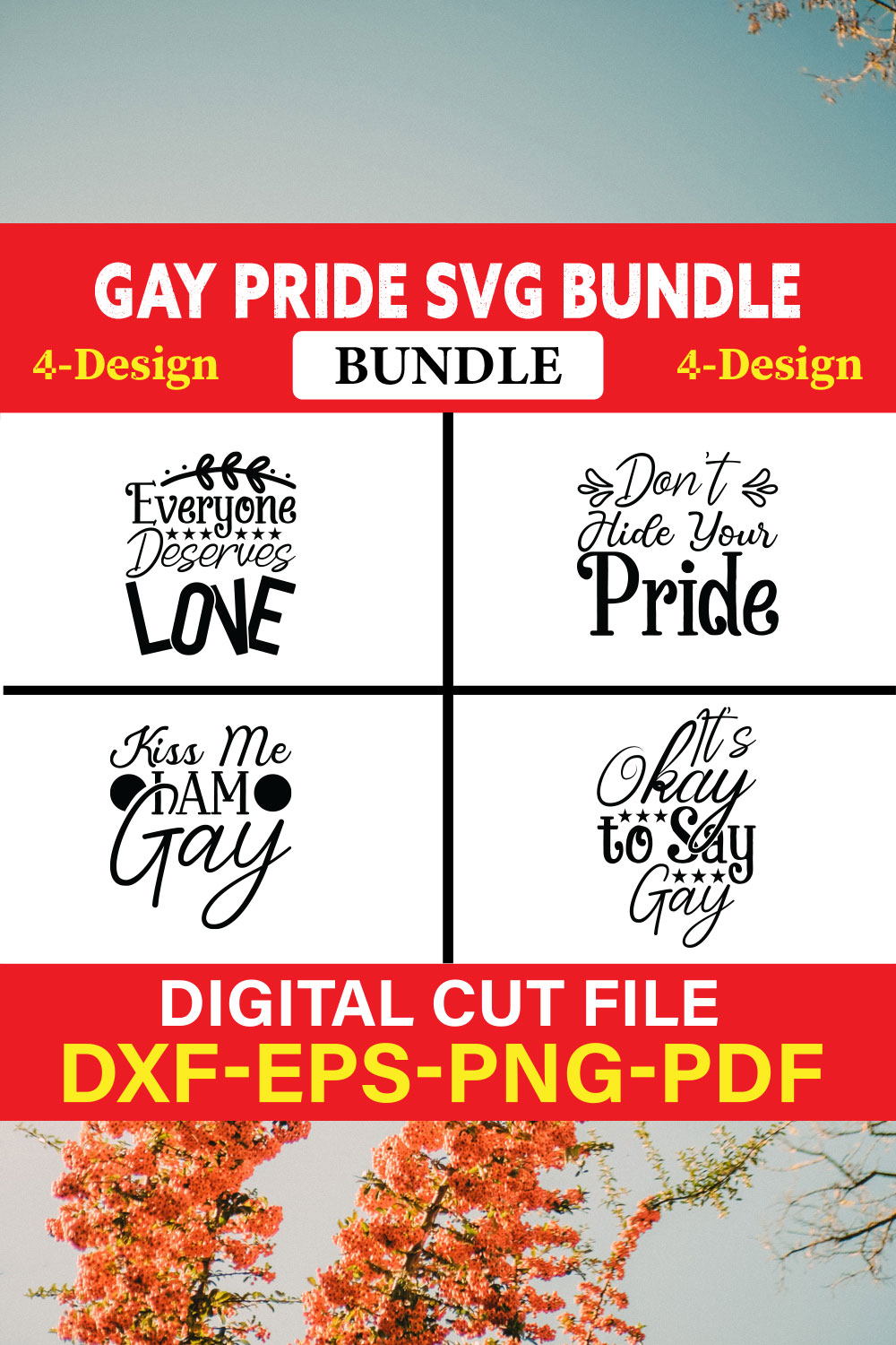 Gay Pride T-shirt Design Bundle Vol-4 pinterest preview image.