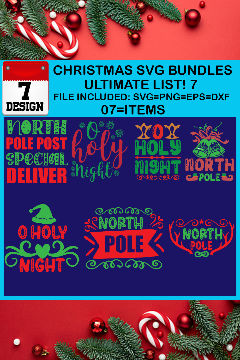 Free Ultimate List! 7 Christmas SVG Bundles pinterest preview image.