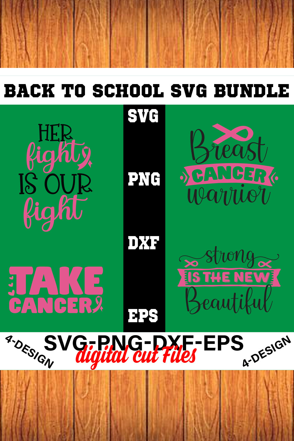 Breast Cancer Svg T-shirt Design Bundle Volume-02 pinterest preview image.