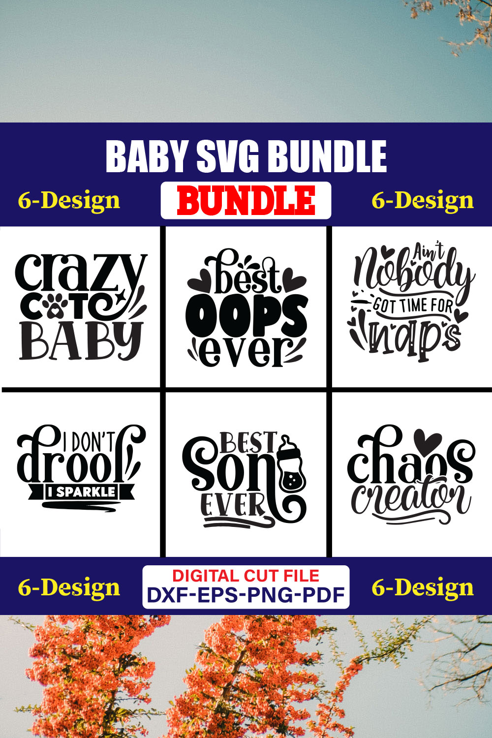 Baby SVG T-shirt Design Bundle Vol-24 pinterest preview image.