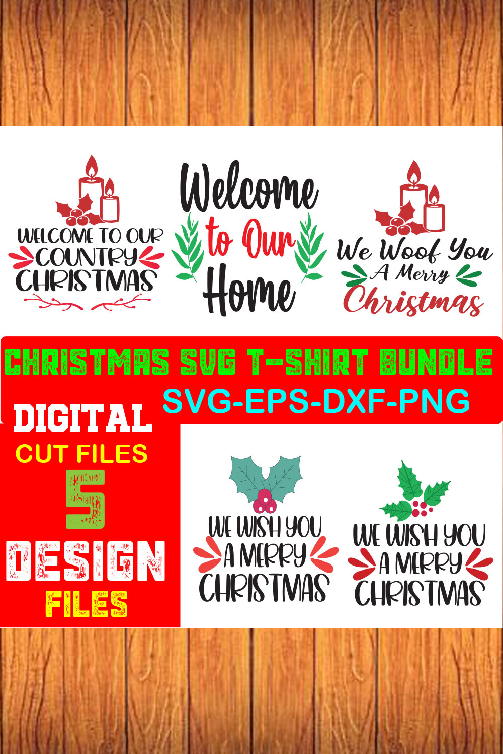 Christmas SVG T-shirt Bundle Volume-03 pinterest preview image.