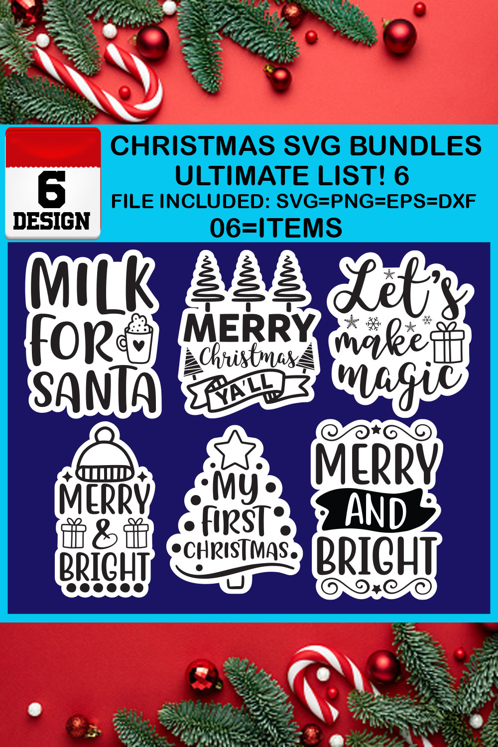 Ultimate List! 6 Christmas SVG Free Bundles pinterest preview image.