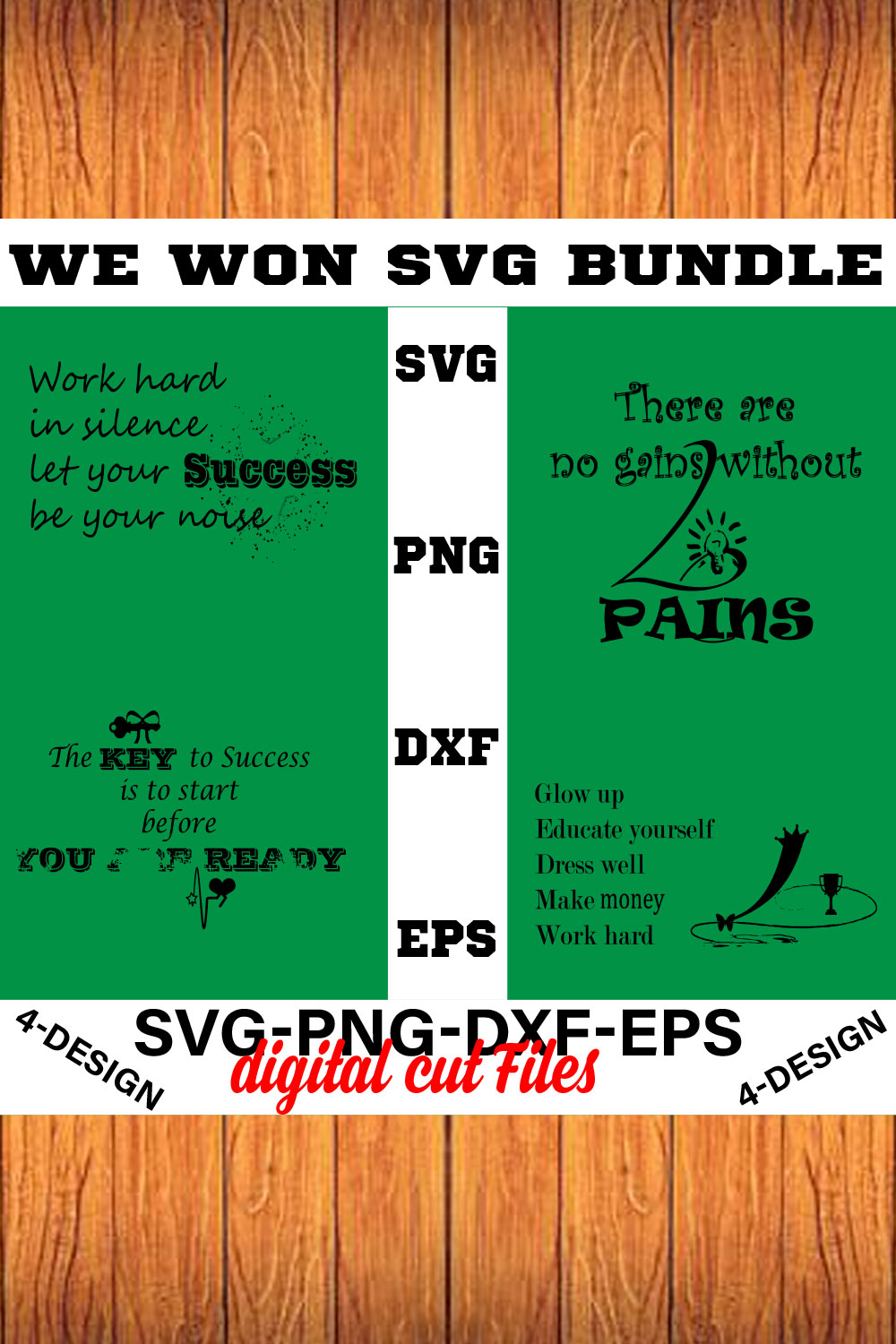 We Won SVG T-shirt Design Bundle Volume-08 pinterest preview image.