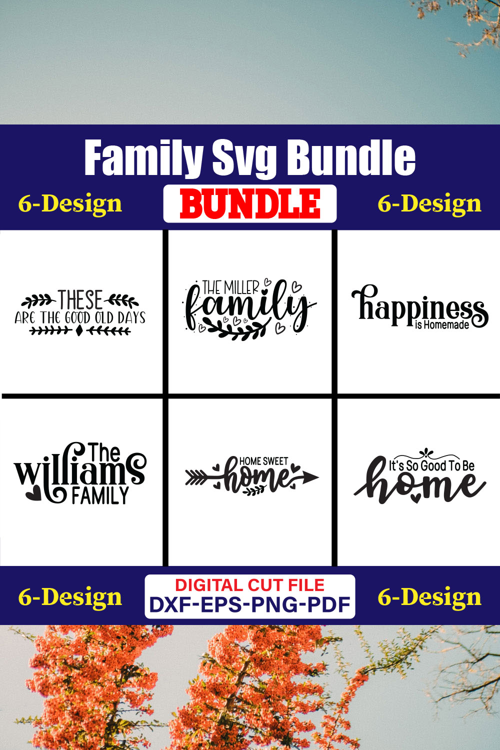 Family SVG T-shirt Design Bundle Vol-05 pinterest preview image.