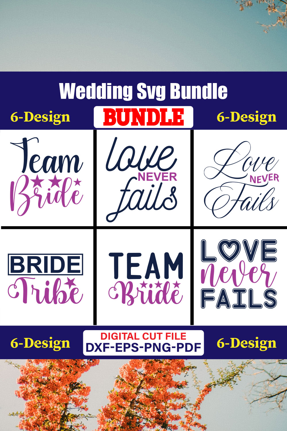 Wedding T-shirt Design Bundle volume -04 pinterest preview image.