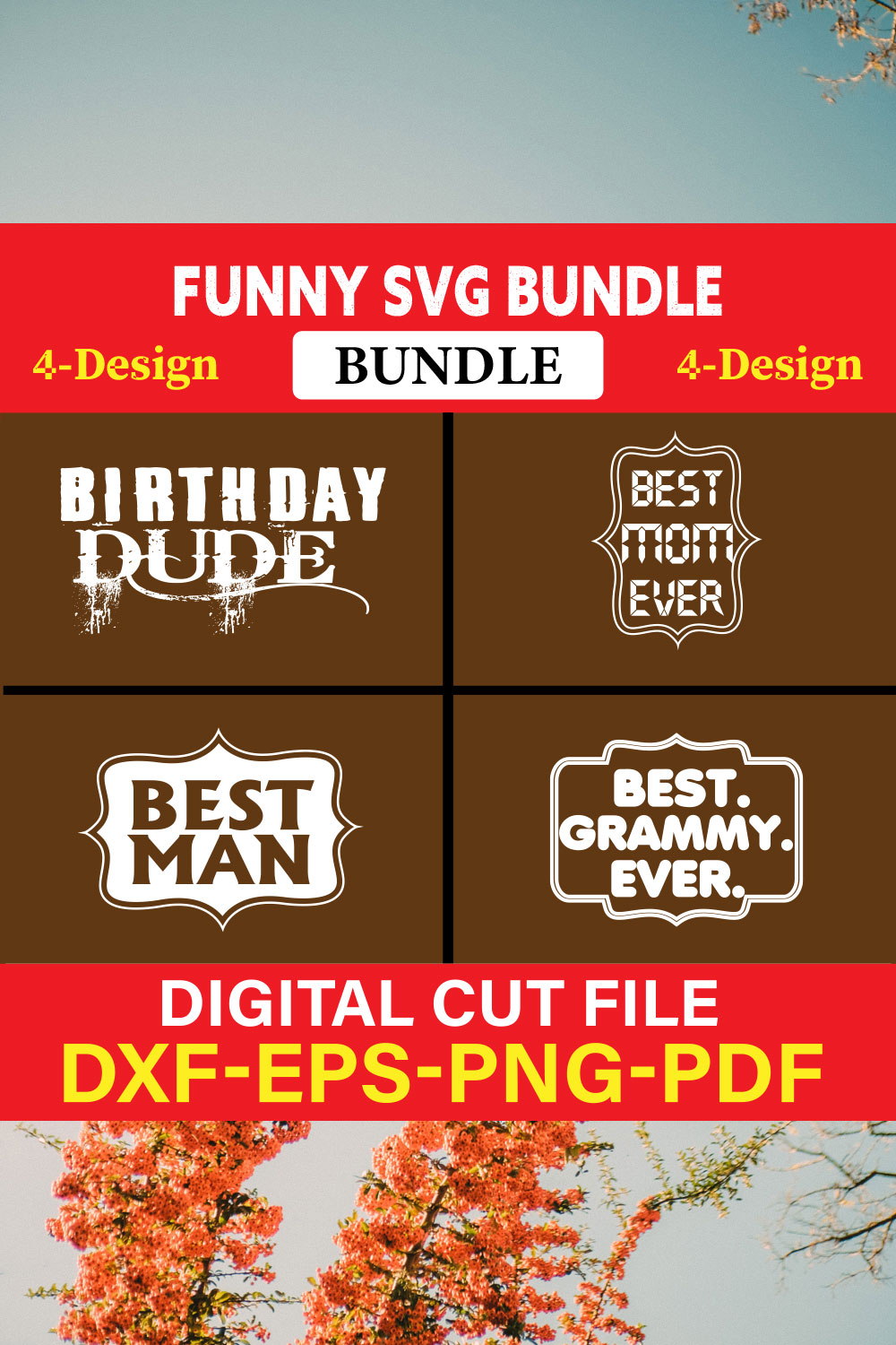 Funny SVG T-shirt Design Bundle Vol-33 pinterest preview image.