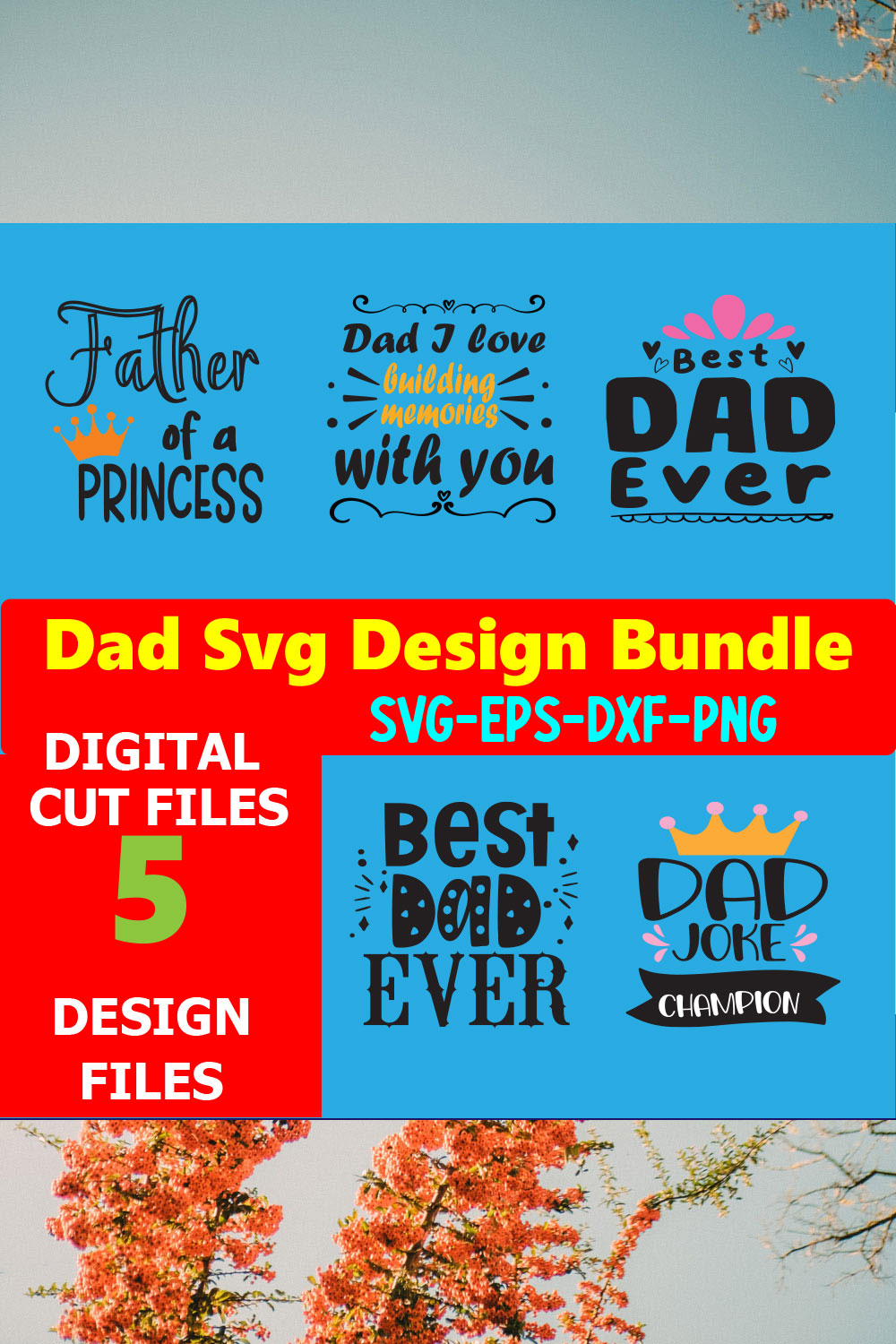 Dad T-shirt Design SVG Bundle Volume-05 pinterest preview image.