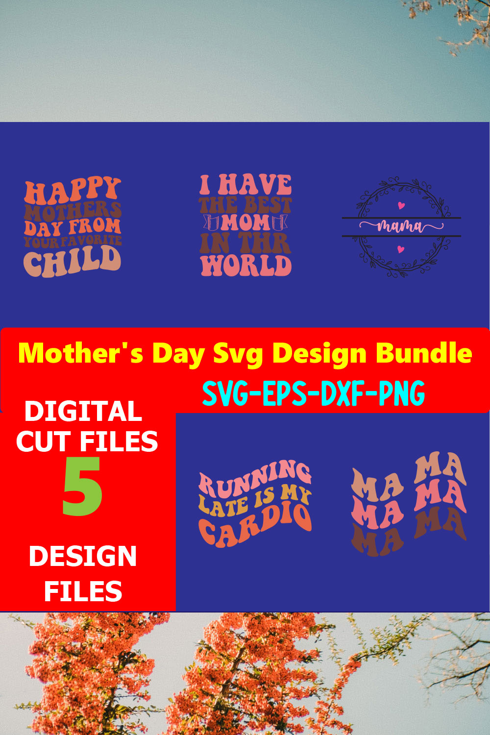 Mom SVG T-shirt Design Bundle Volume-11 pinterest preview image.