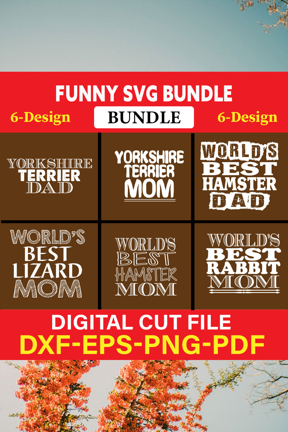 Funny SVG T-shirt Design Bundle Vol-08 pinterest preview image.