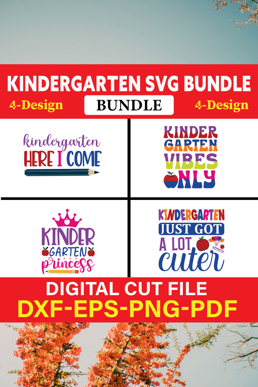 Kindergarten T-shirt Design Bundle Vol-8 pinterest preview image.