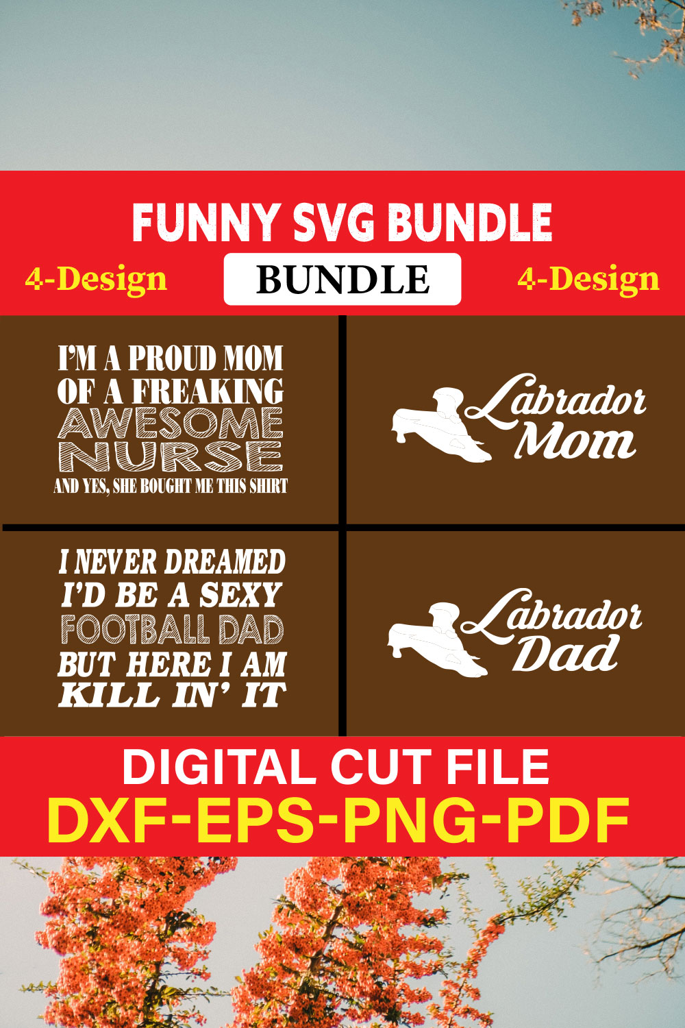 Funny SVG T-shirt Design Bundle Vol-26 pinterest preview image.