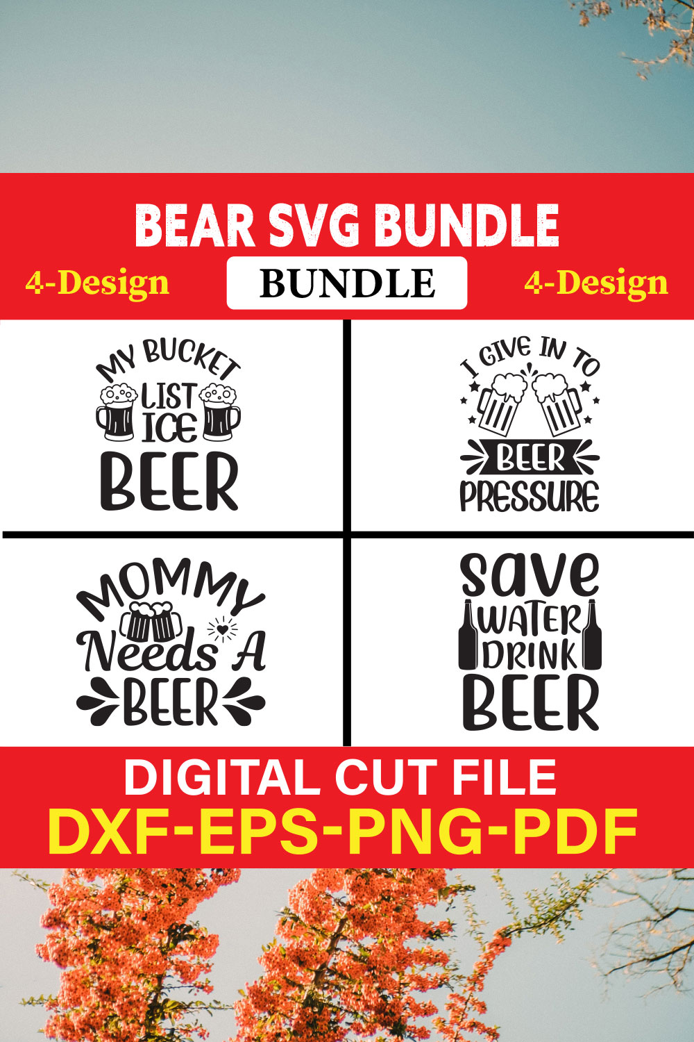 Bear T-shirt Design Bundle Vol-3 pinterest preview image.