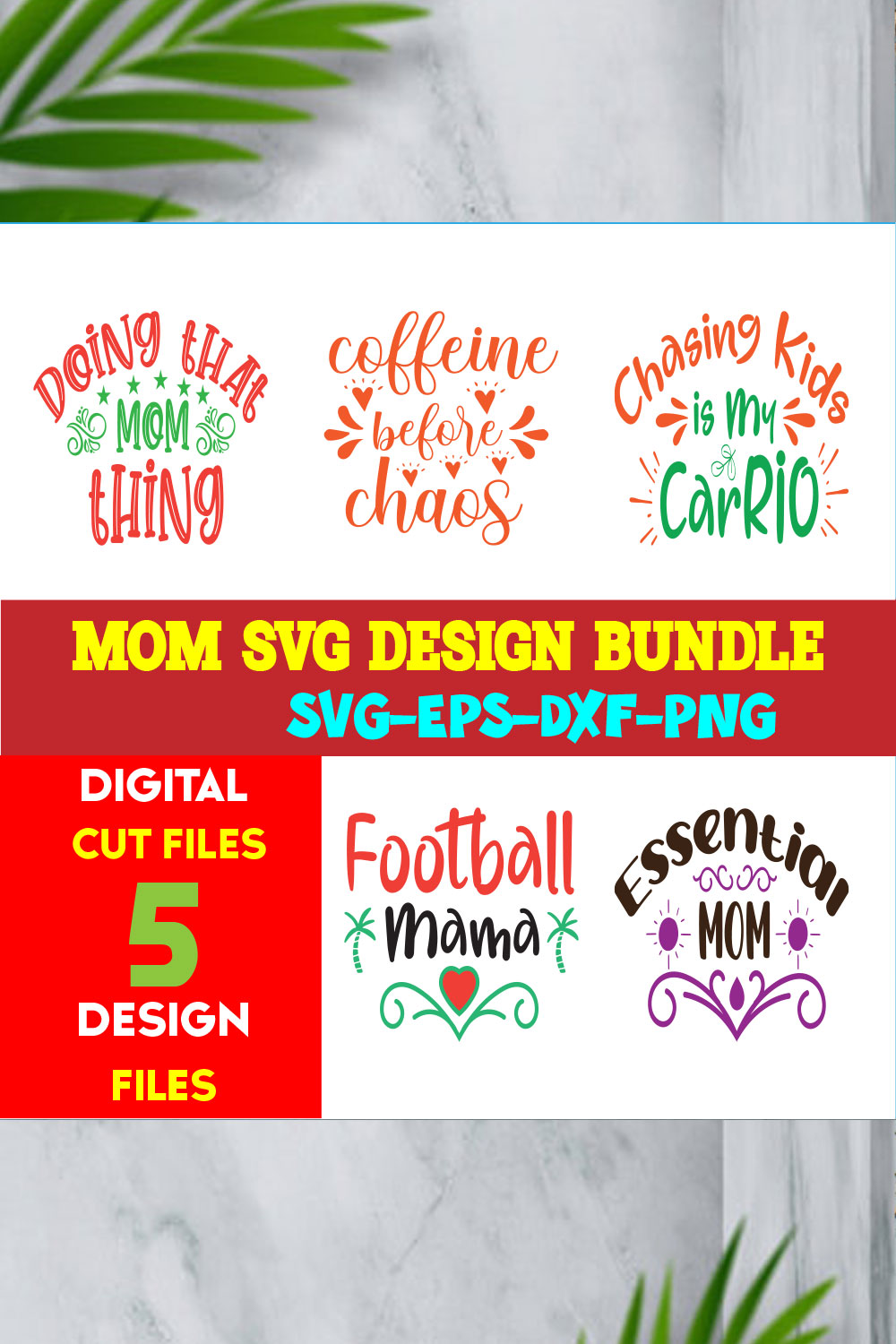 Mom T-shirt Design Bundle Volume-02 pinterest preview image.